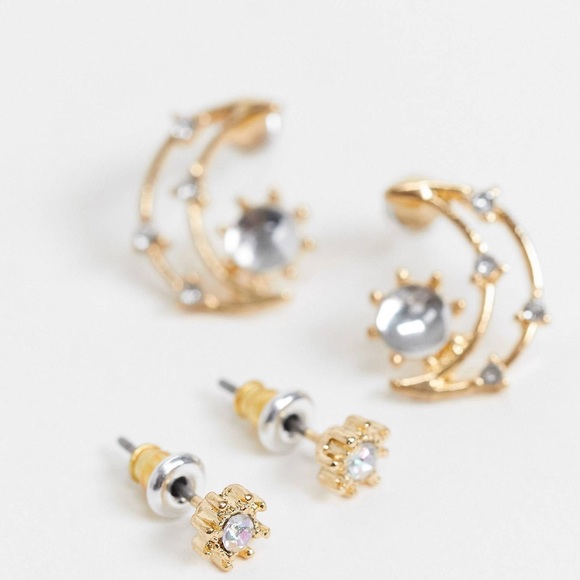 Asos Vintage Inspired Star and Moon Earring Pack - Picture 3 of 4